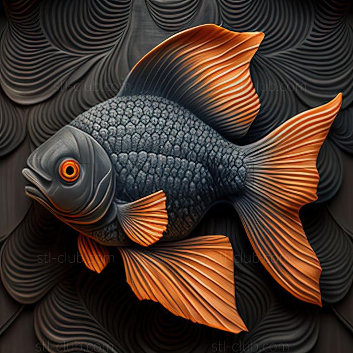 st Dark grey oranda fish